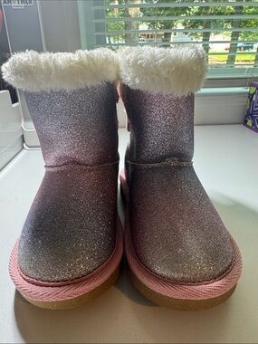 Glitter Pink Faux-Fur Kids Winter Boots